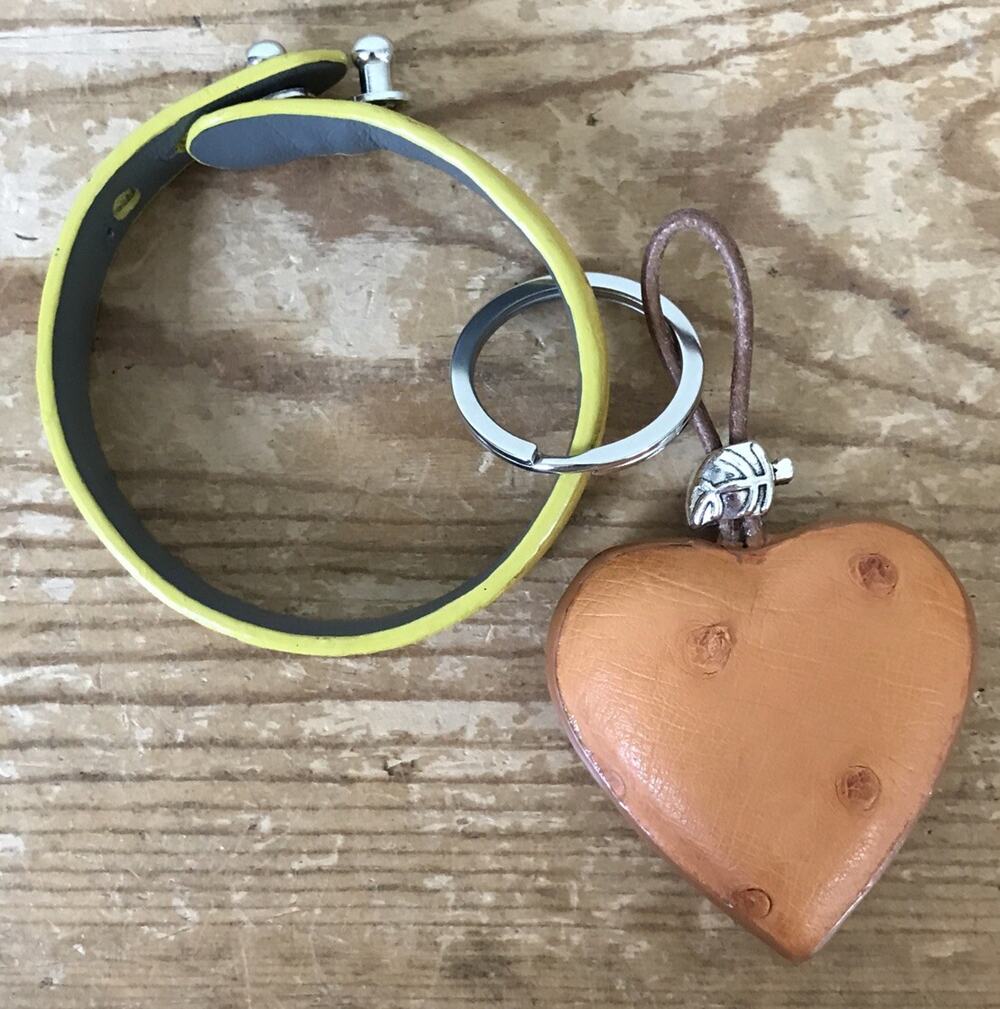Cape Cobra Leathercraft Genuine Leather Yellow Heart Key Chain Capetown